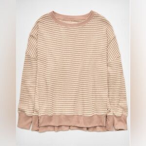 American Eagle Women’s Oversized Big Hug Waffle Crew Neck Sweatshirt Size M